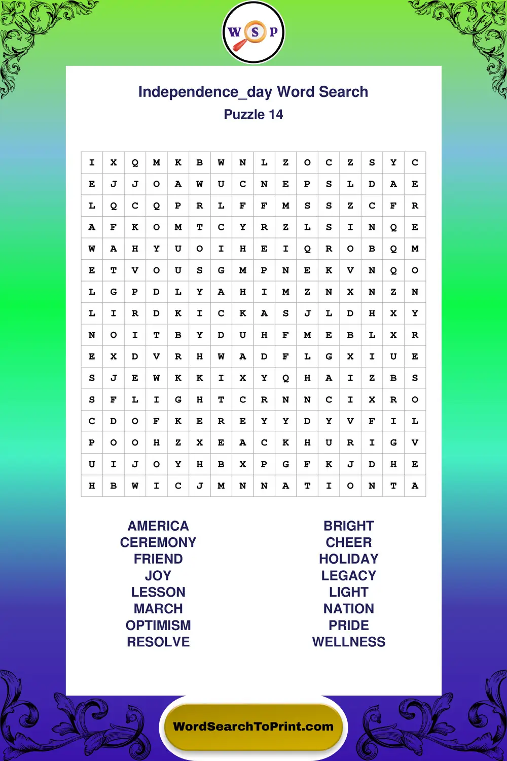 Independence Day Word Search Puzzle 14