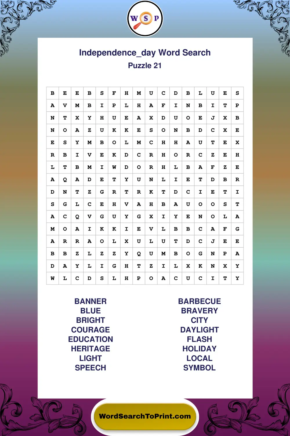 Independence Day Word Search Puzzle 21