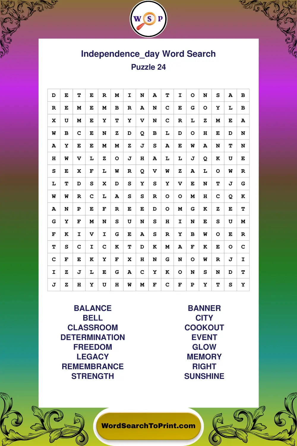 Independence Day Word Search Puzzle 24
