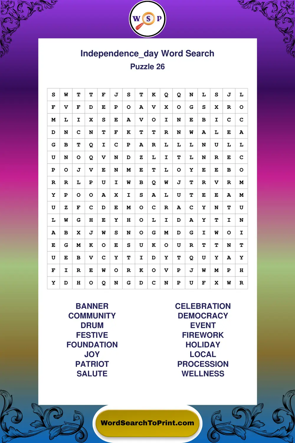 Independence Day Word Search Puzzle 26
