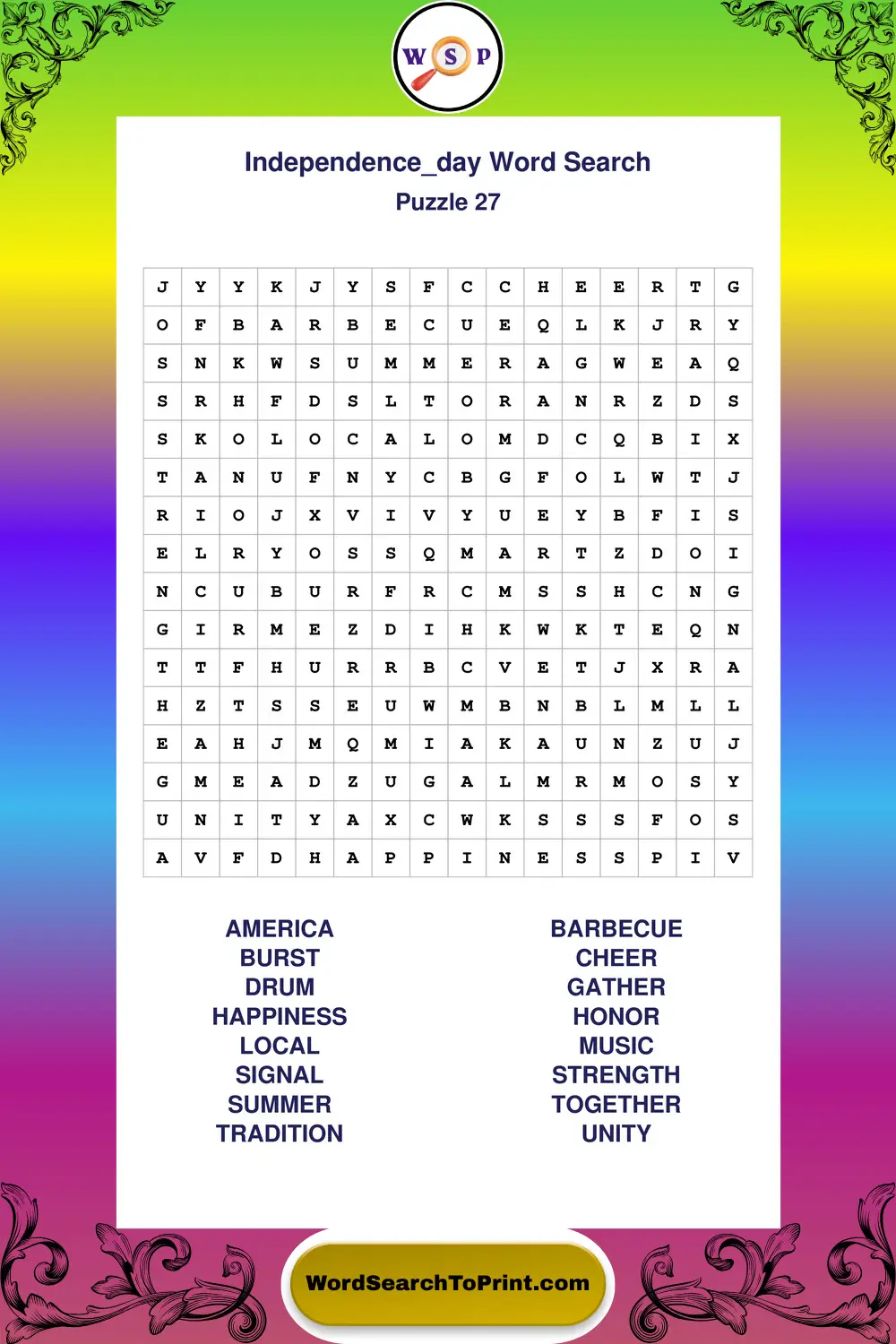 Independence Day Word Search Puzzle 27
