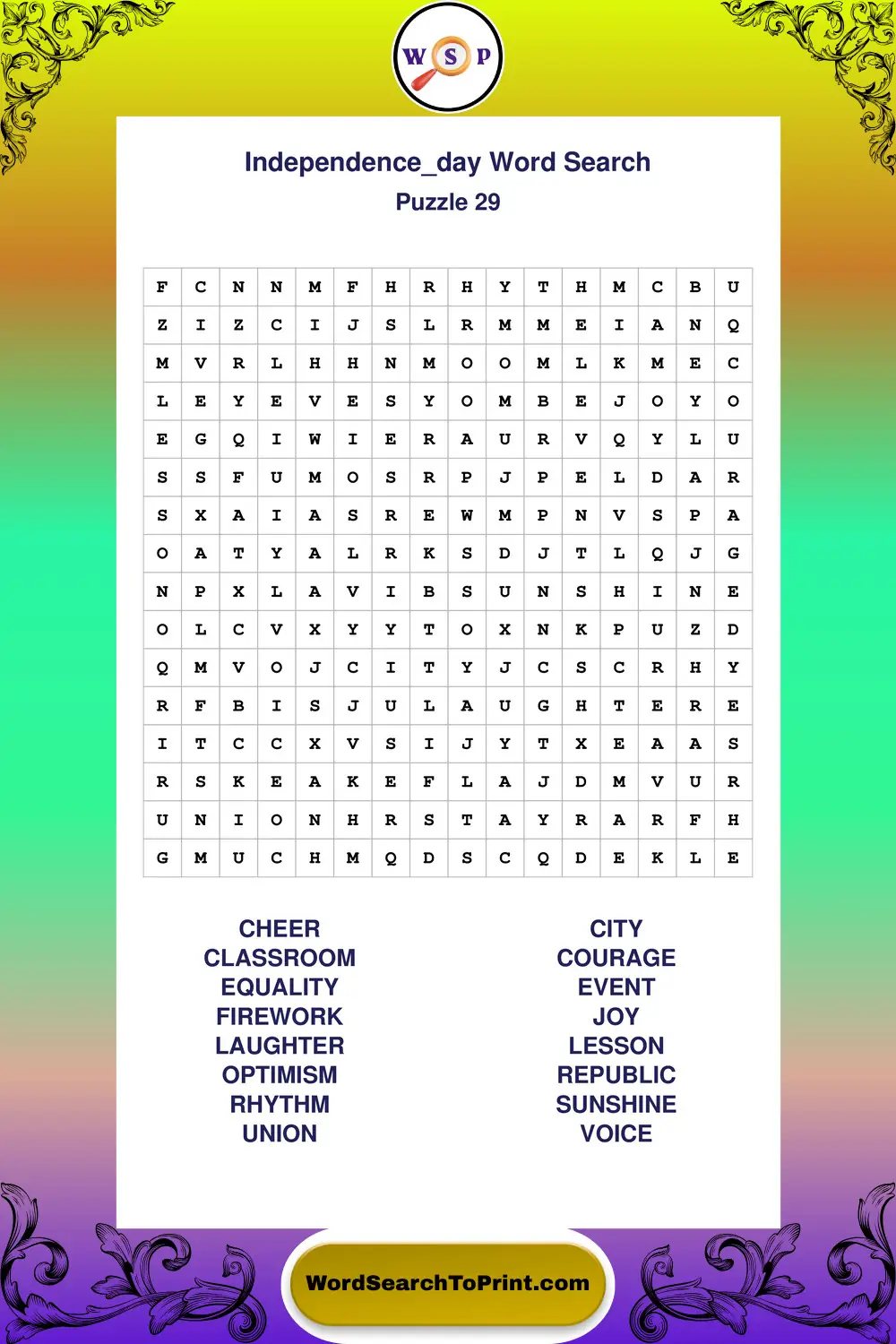Independence Day Word Search Puzzle 29