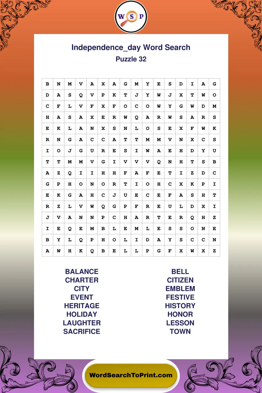 Independence Day Word Search Puzzle 32