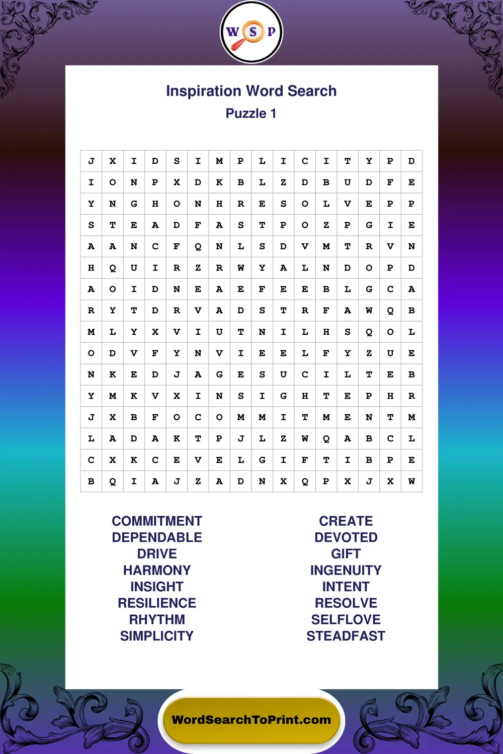 Inspiration Word Search Puzzle 1