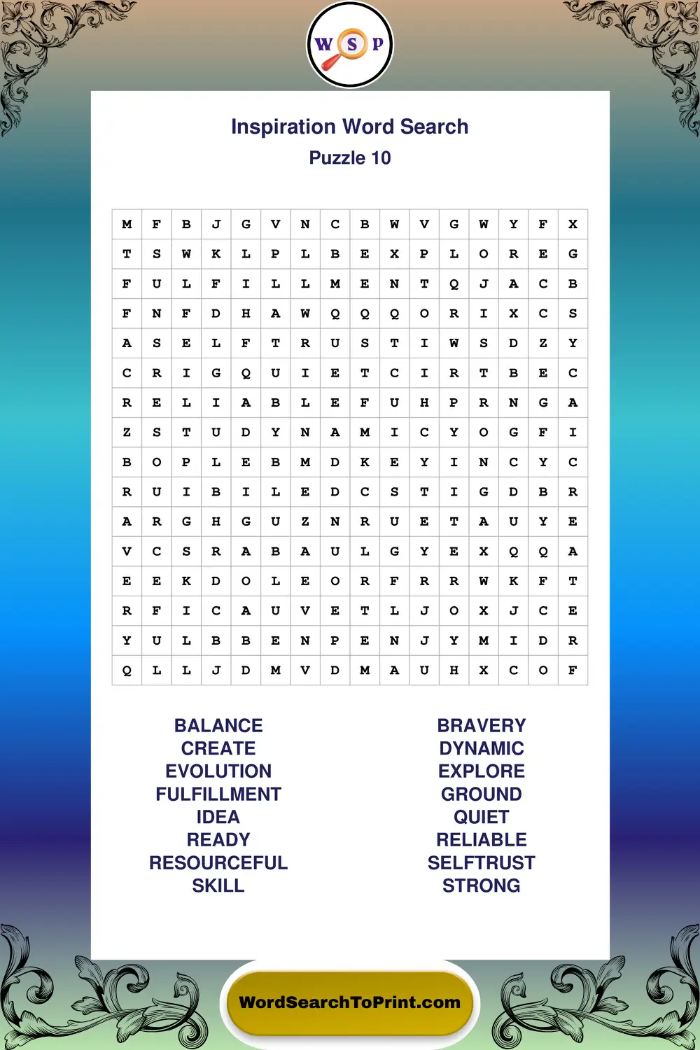 Inspiration Word Search Puzzle 10