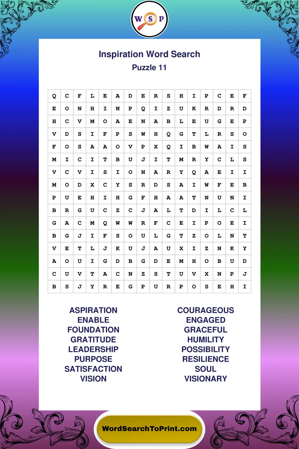 Inspiration Word Search Puzzle 11