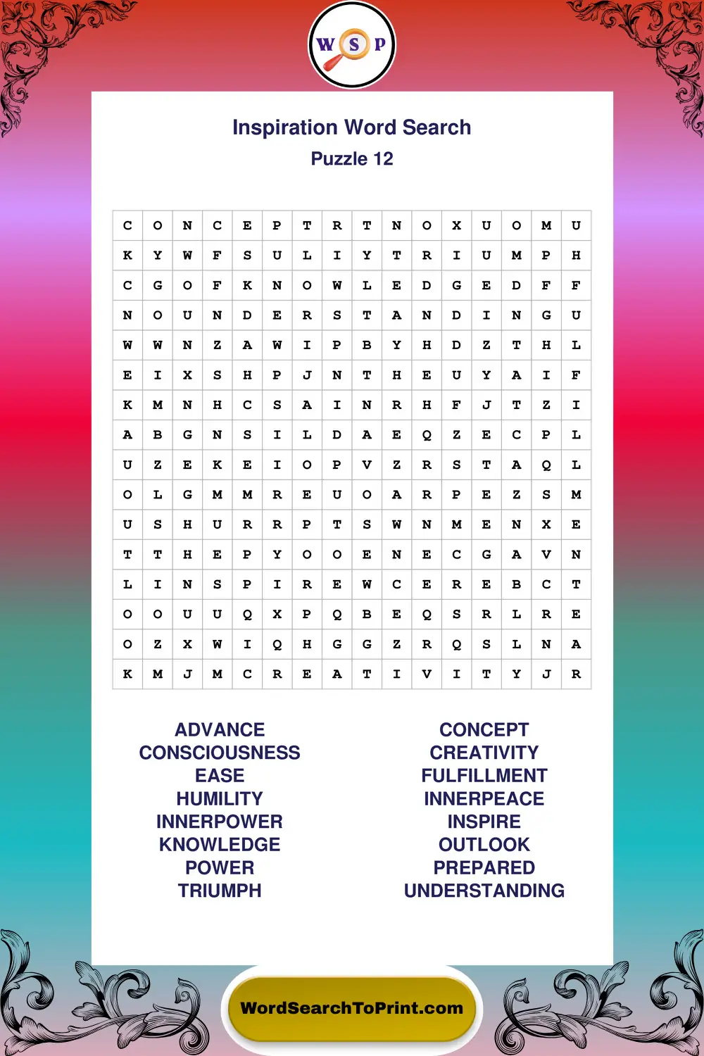 Inspiration Word Search Puzzle 12