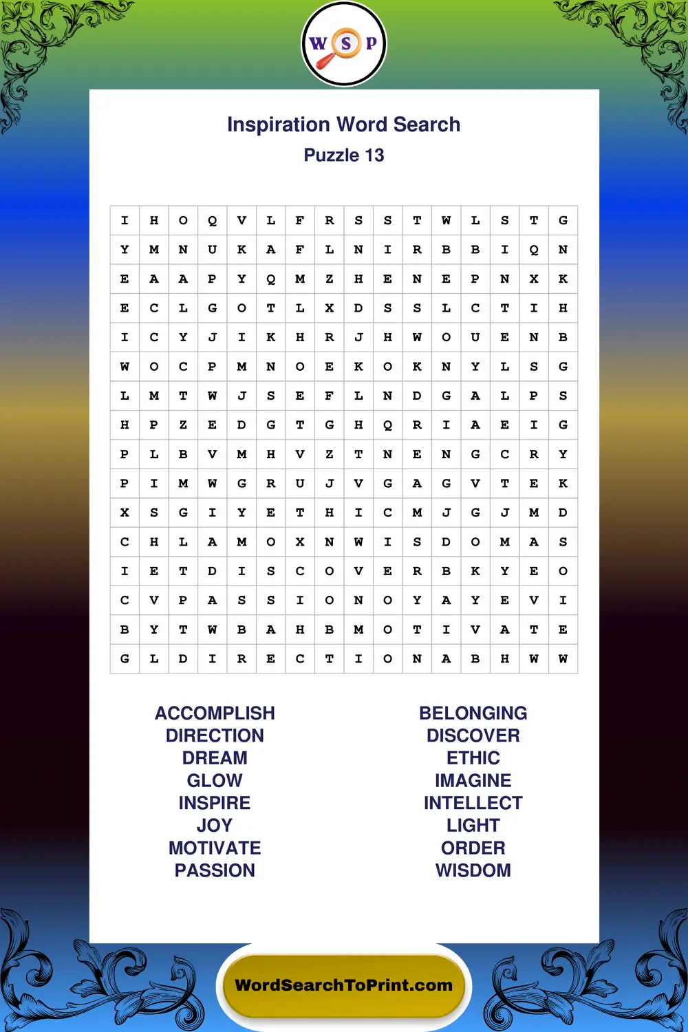 Inspiration Word Search Puzzle 13