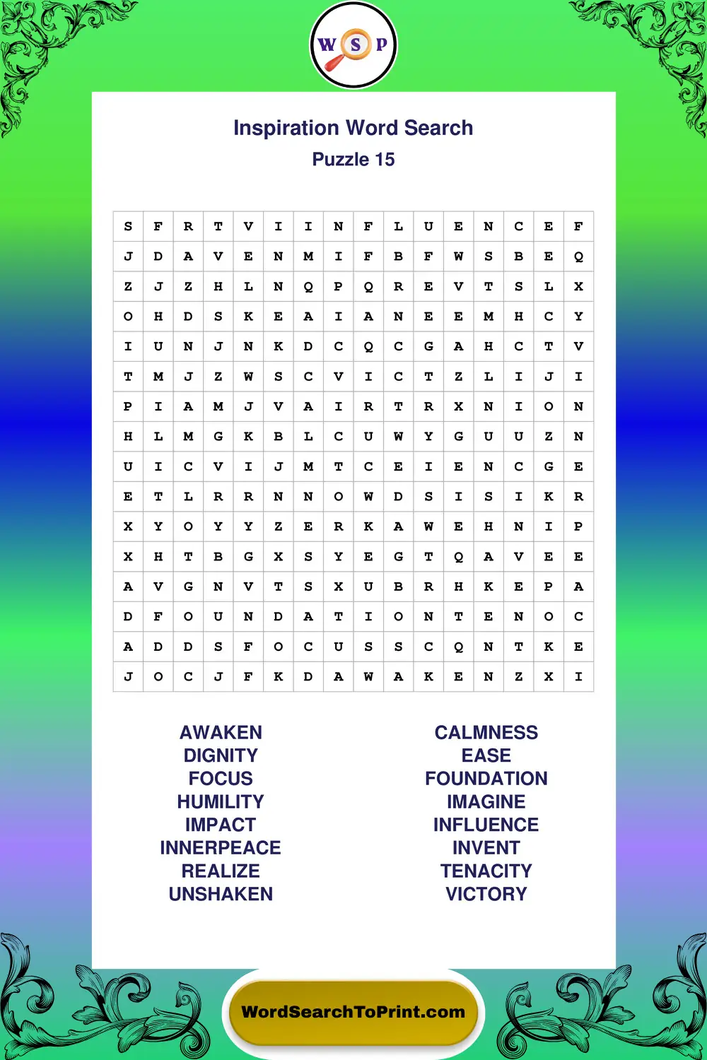 Inspiration Word Search Puzzle 15