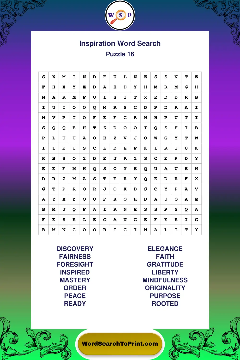 Inspiration Word Search Puzzle 16