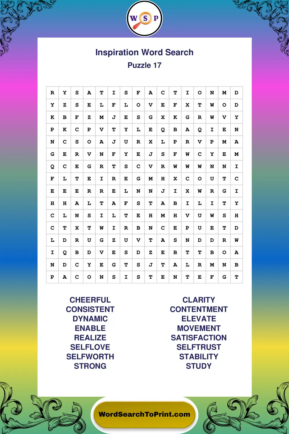 Inspiration Word Search Puzzle 17
