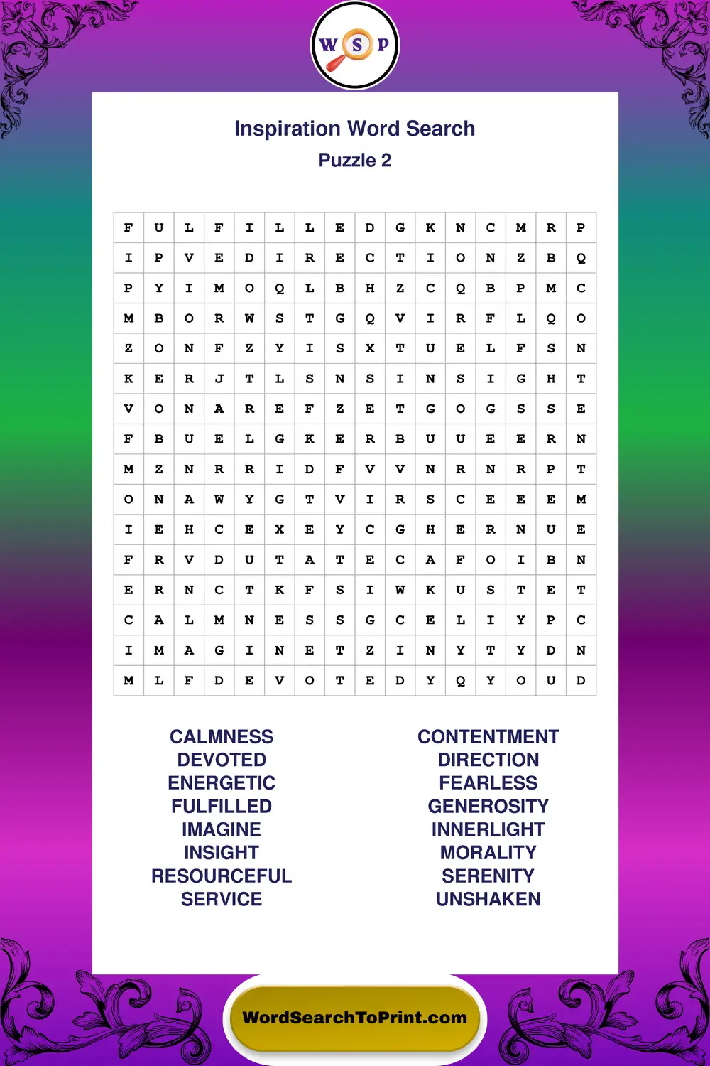Inspiration Word Search Puzzle 2