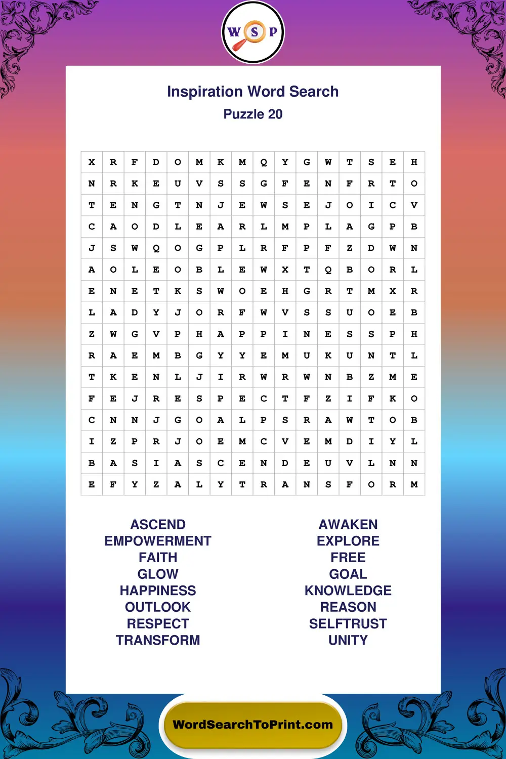 Inspiration Word Search Puzzle 20
