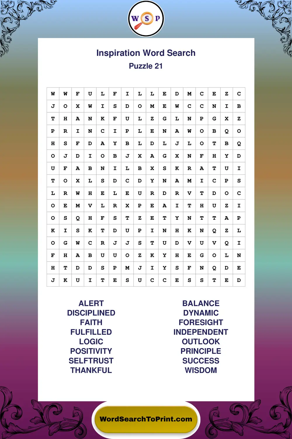 Inspiration Word Search Puzzle 21