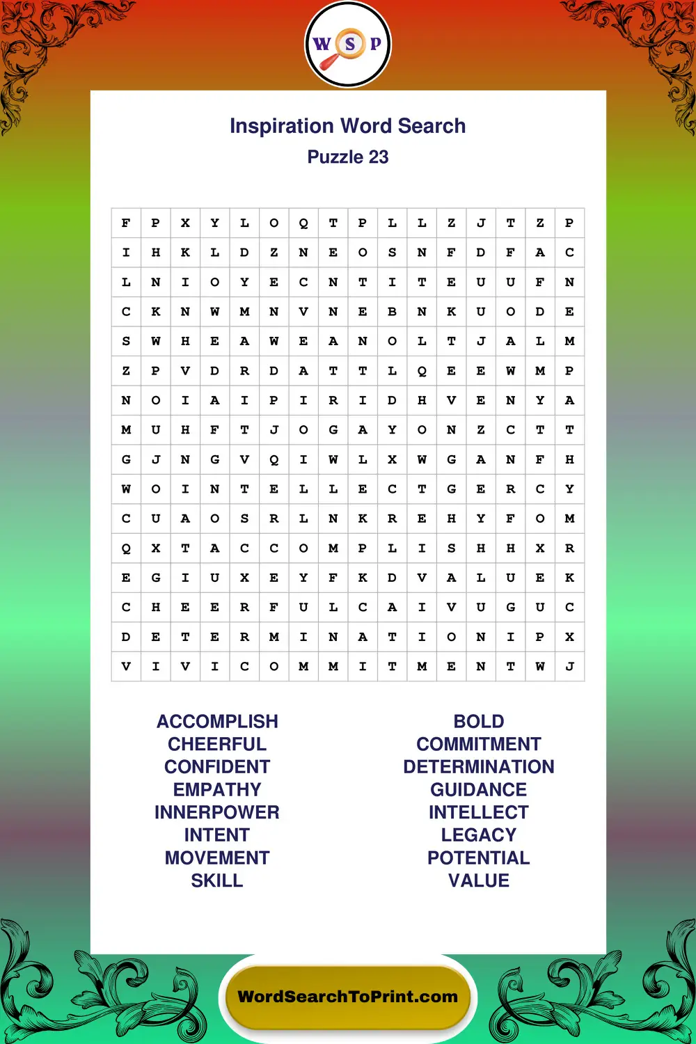 Inspiration Word Search Puzzle 23