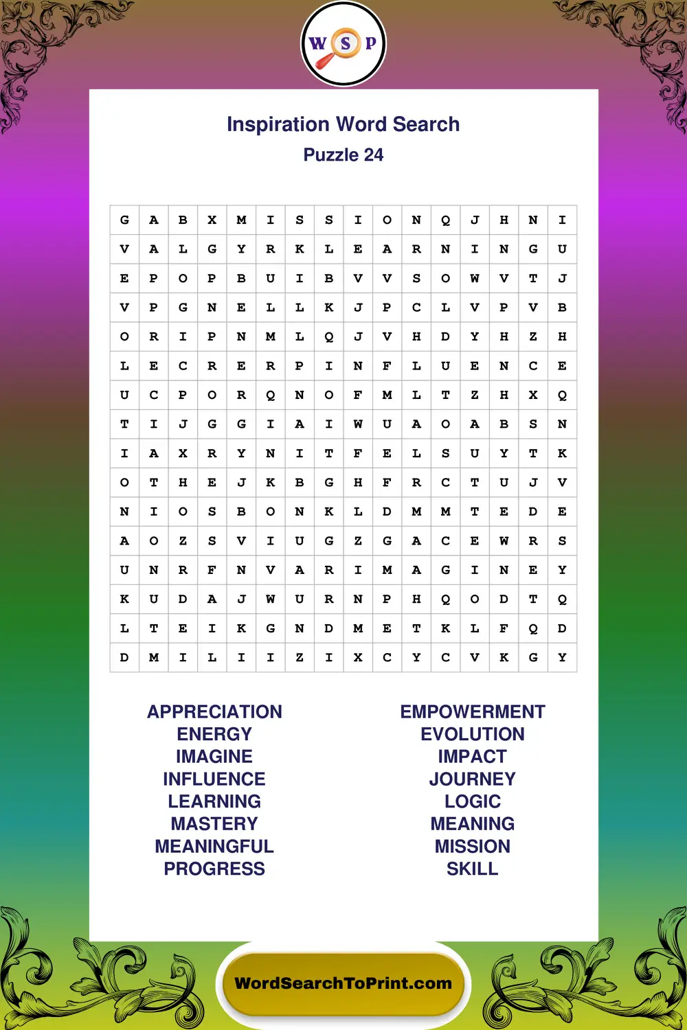 Inspiration Word Search Puzzle 24