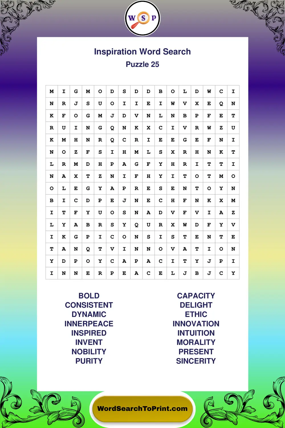 Inspiration Word Search Puzzle 25
