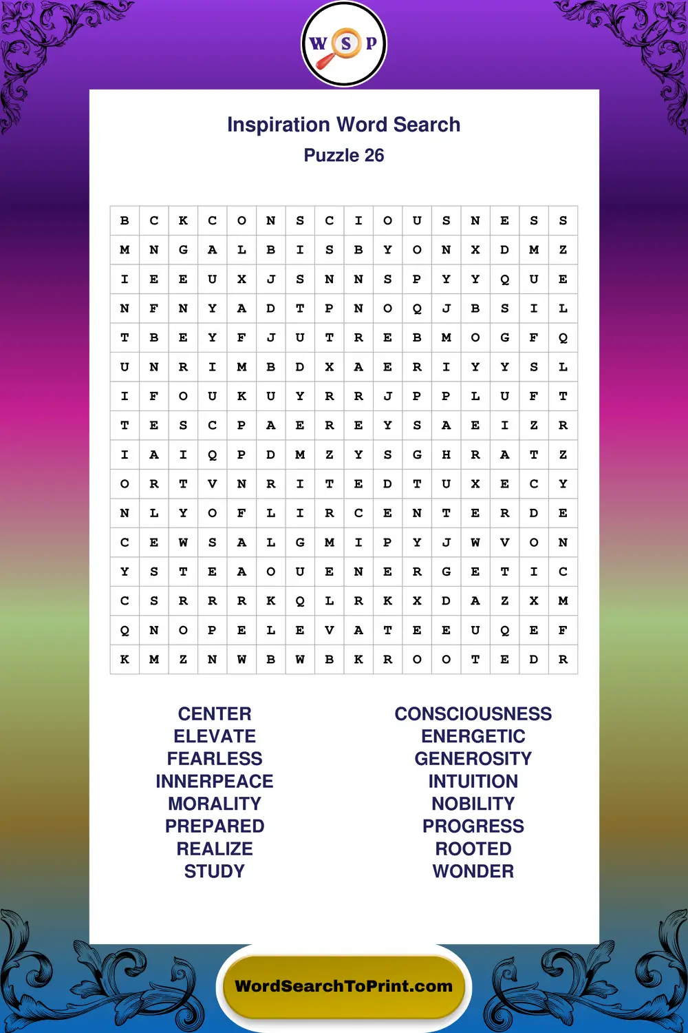 Inspiration Word Search Puzzle 26