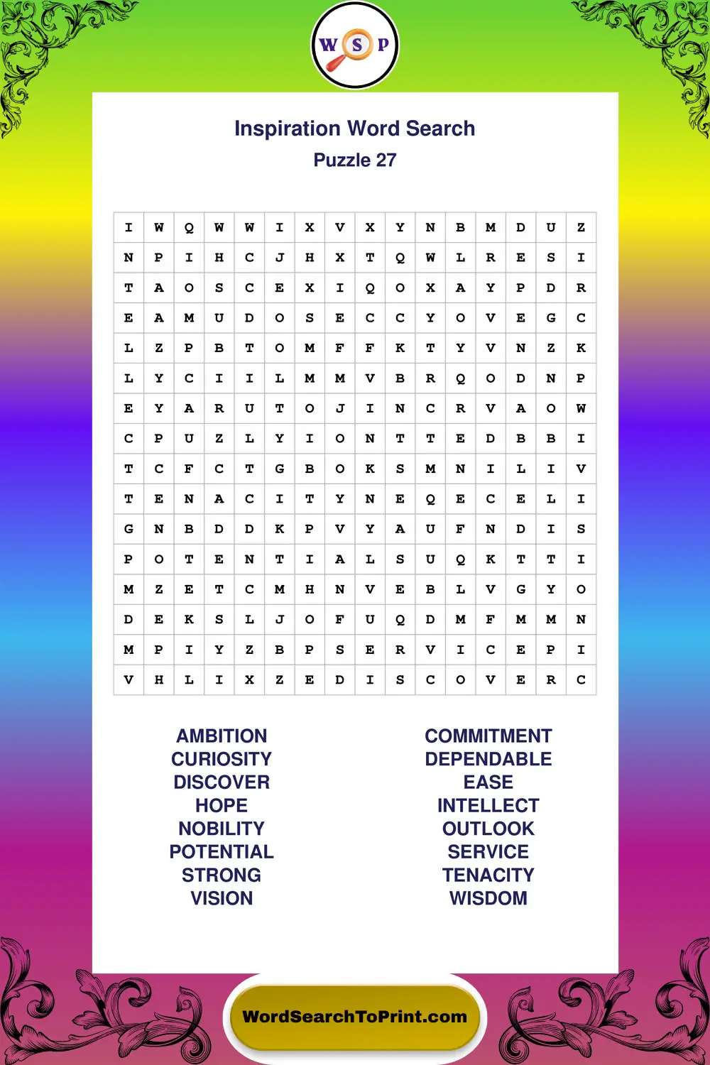 Inspiration Word Search Puzzle 27