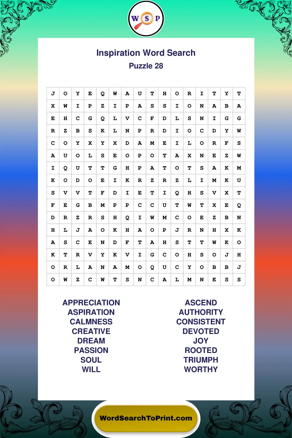 Inspiration Word Search Puzzle 28