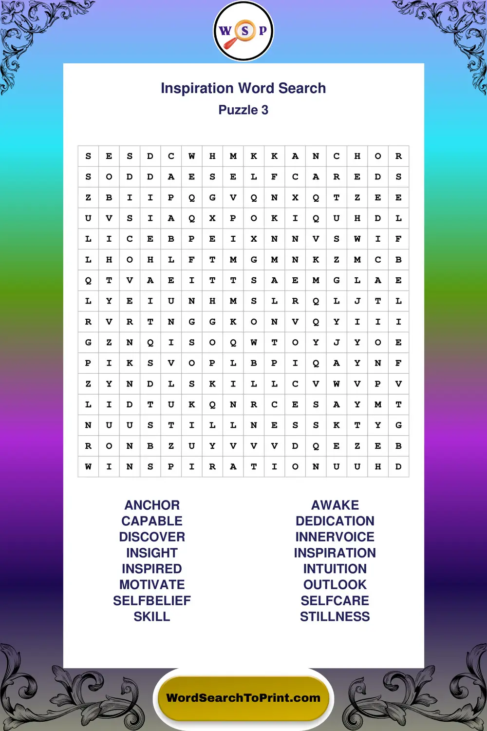 Inspiration Word Search Puzzle 3