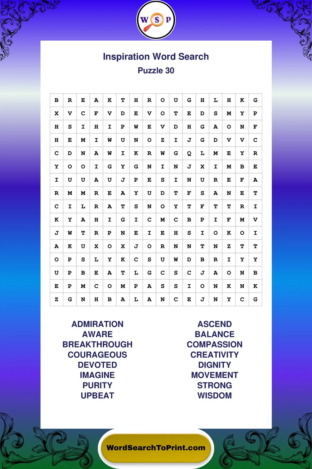 Inspiration Word Search Puzzle 30