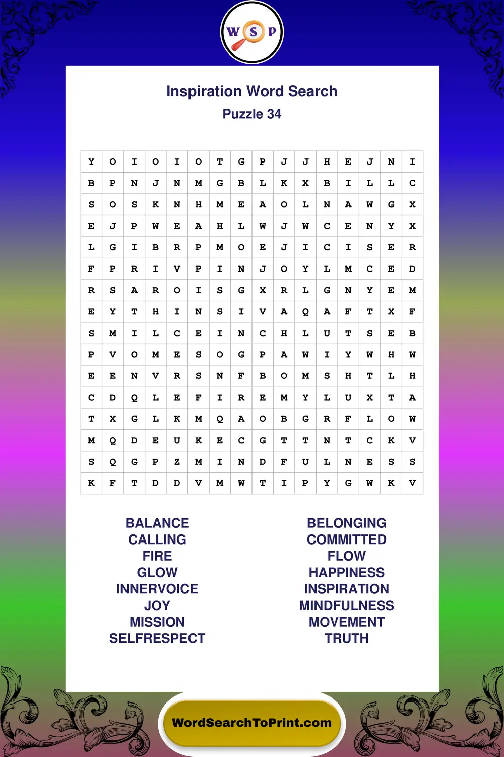 Inspiration Word Search Puzzle 34