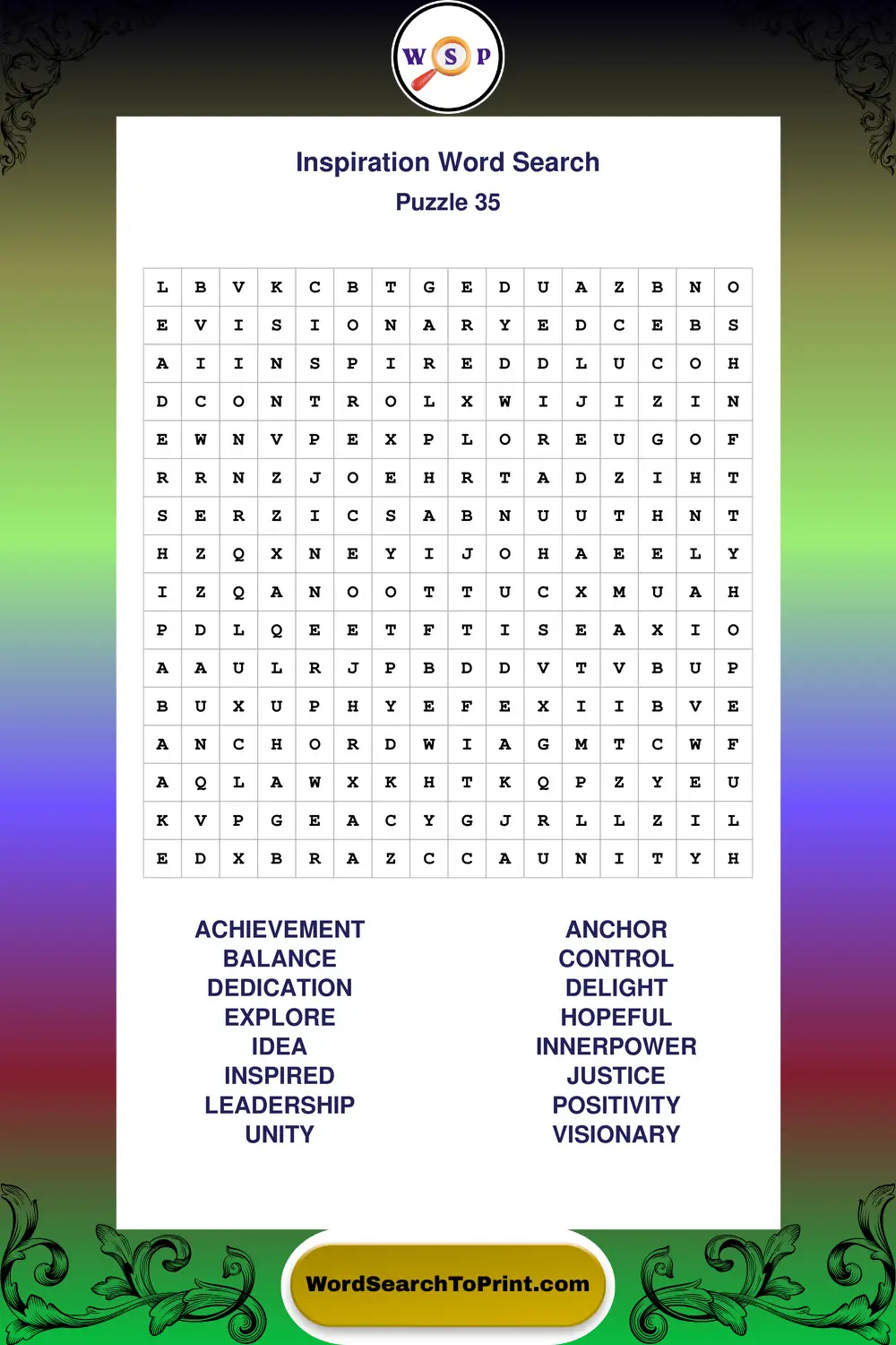 Inspiration Word Search Puzzle 35