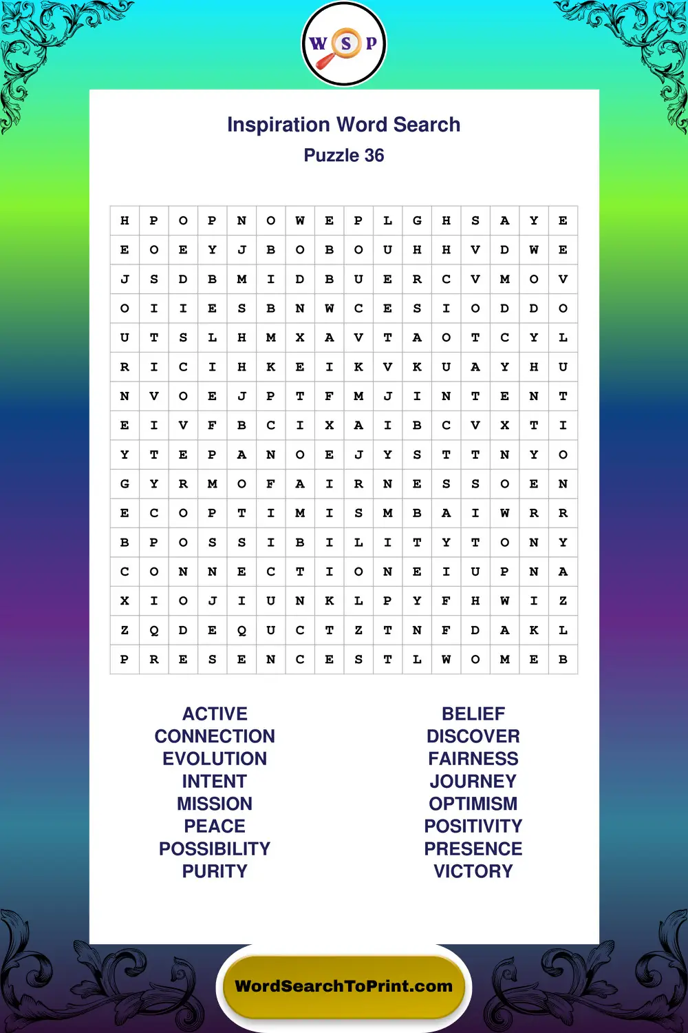 Inspiration Word Search Puzzle 36
