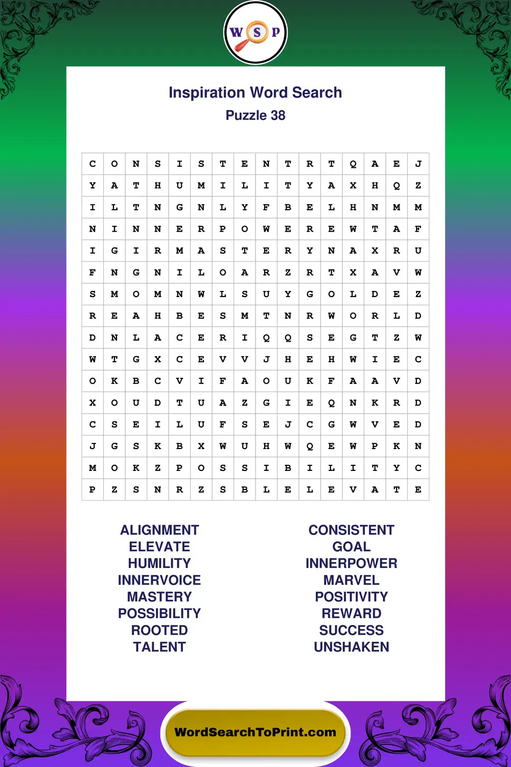 Inspiration Word Search Puzzle 38