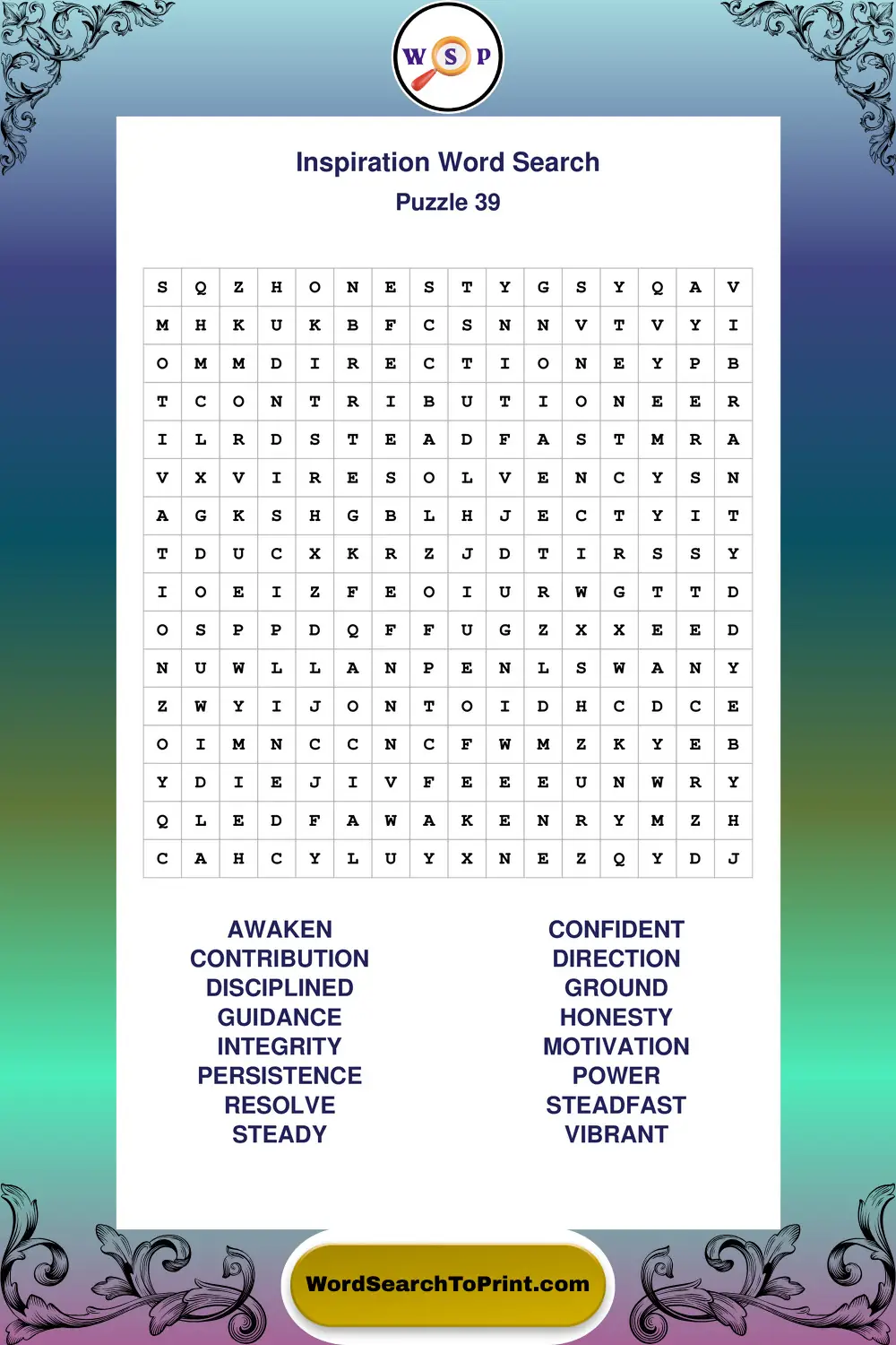 Inspiration Word Search Puzzle 39