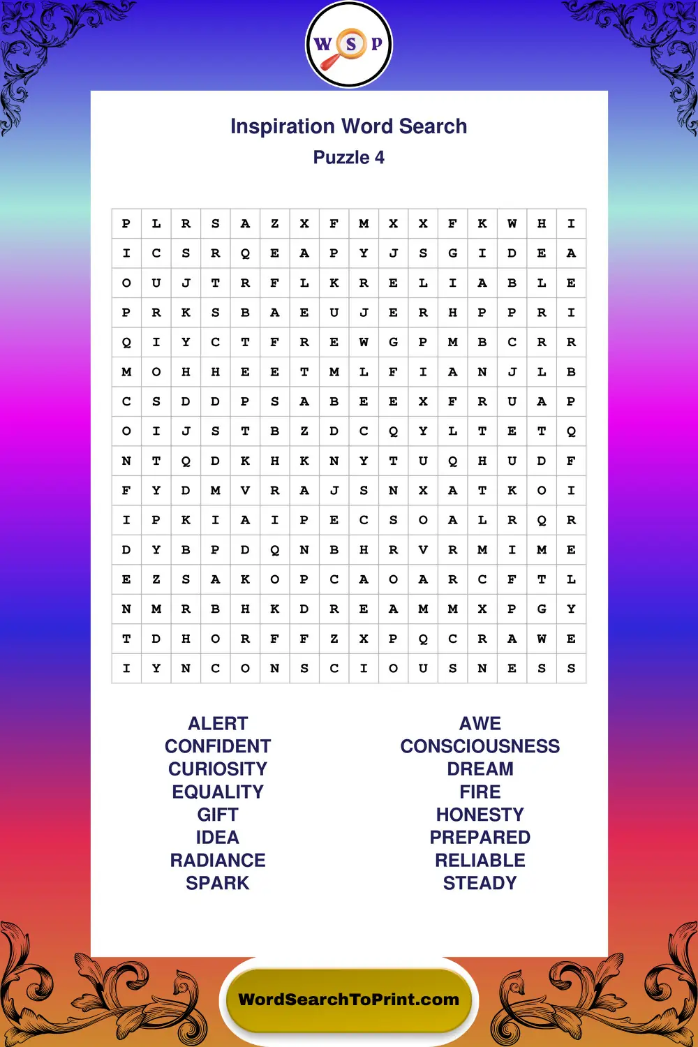 Inspiration Word Search Puzzle 4