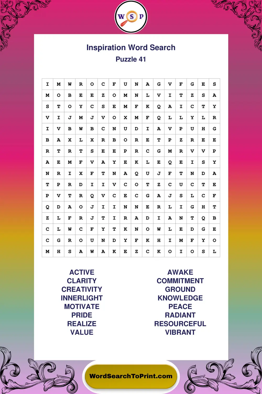 Inspiration Word Search Puzzle 41