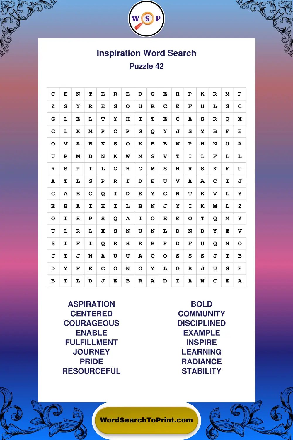 Inspiration Word Search Puzzle 42