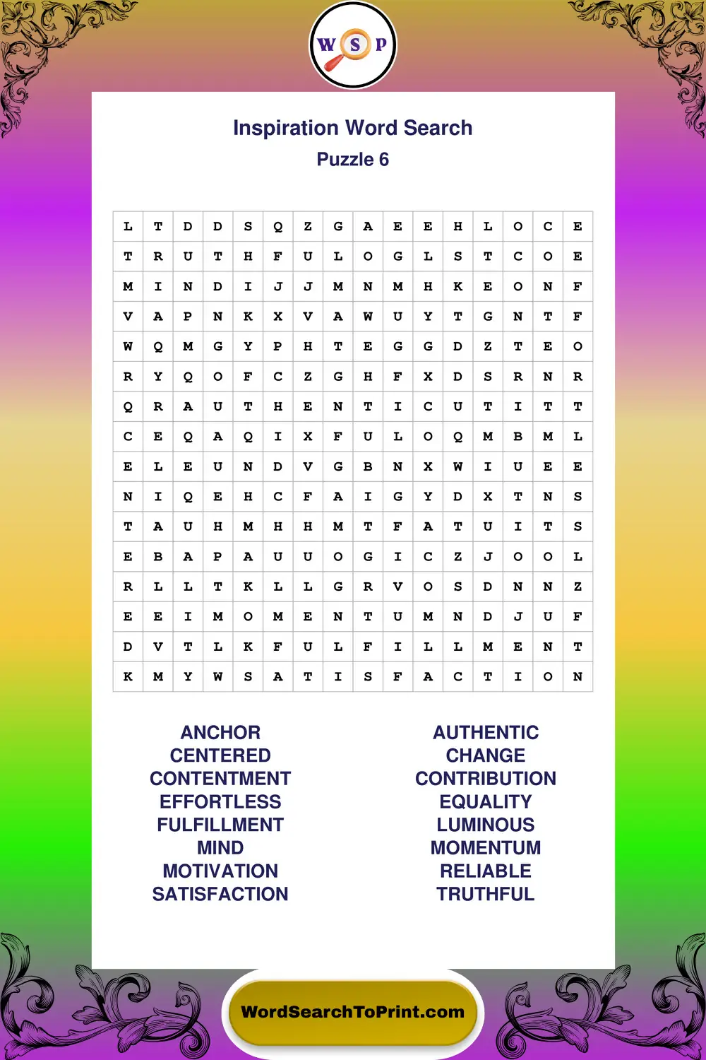 Inspiration Word Search Puzzle 6