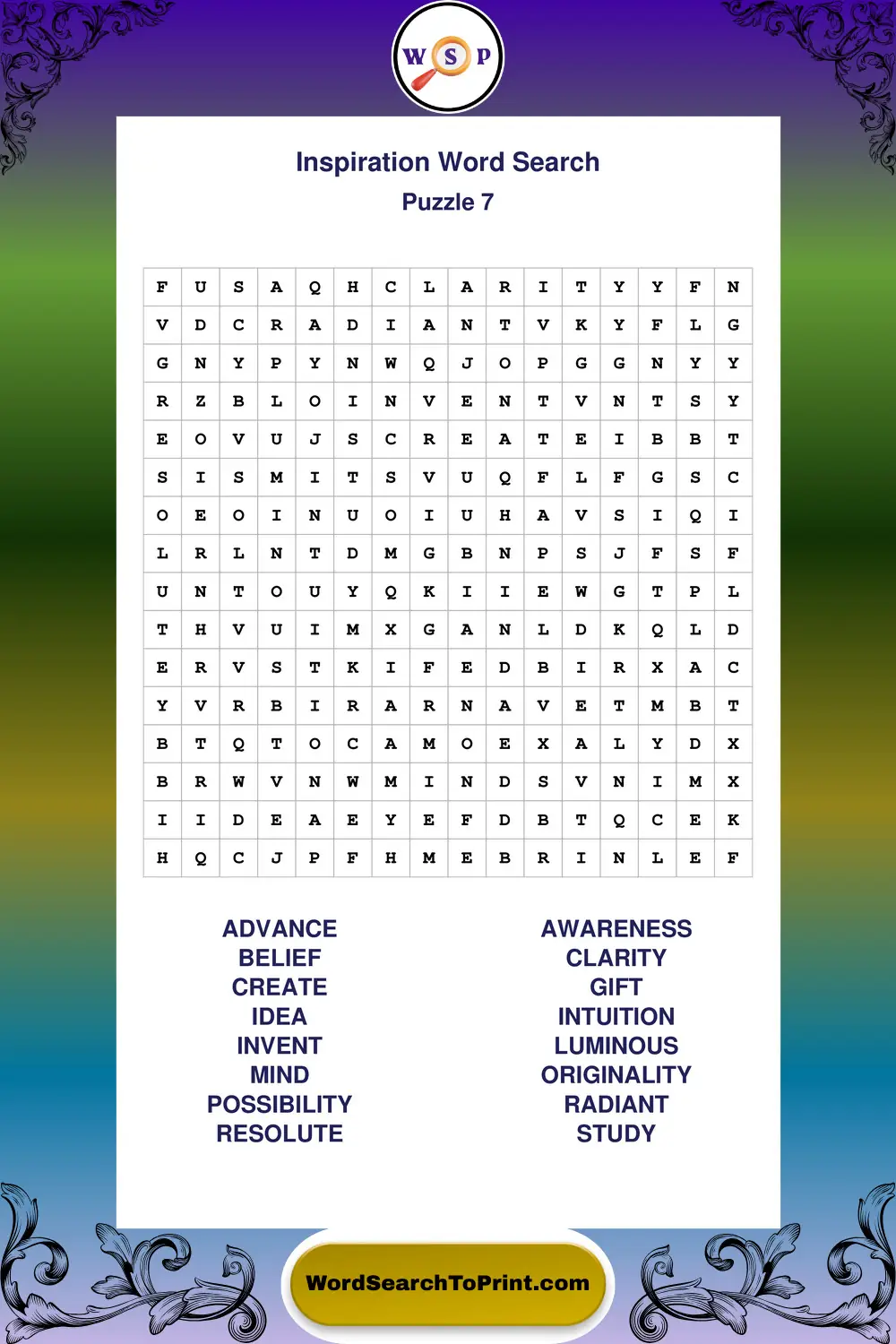 Inspiration Word Search Puzzle 7