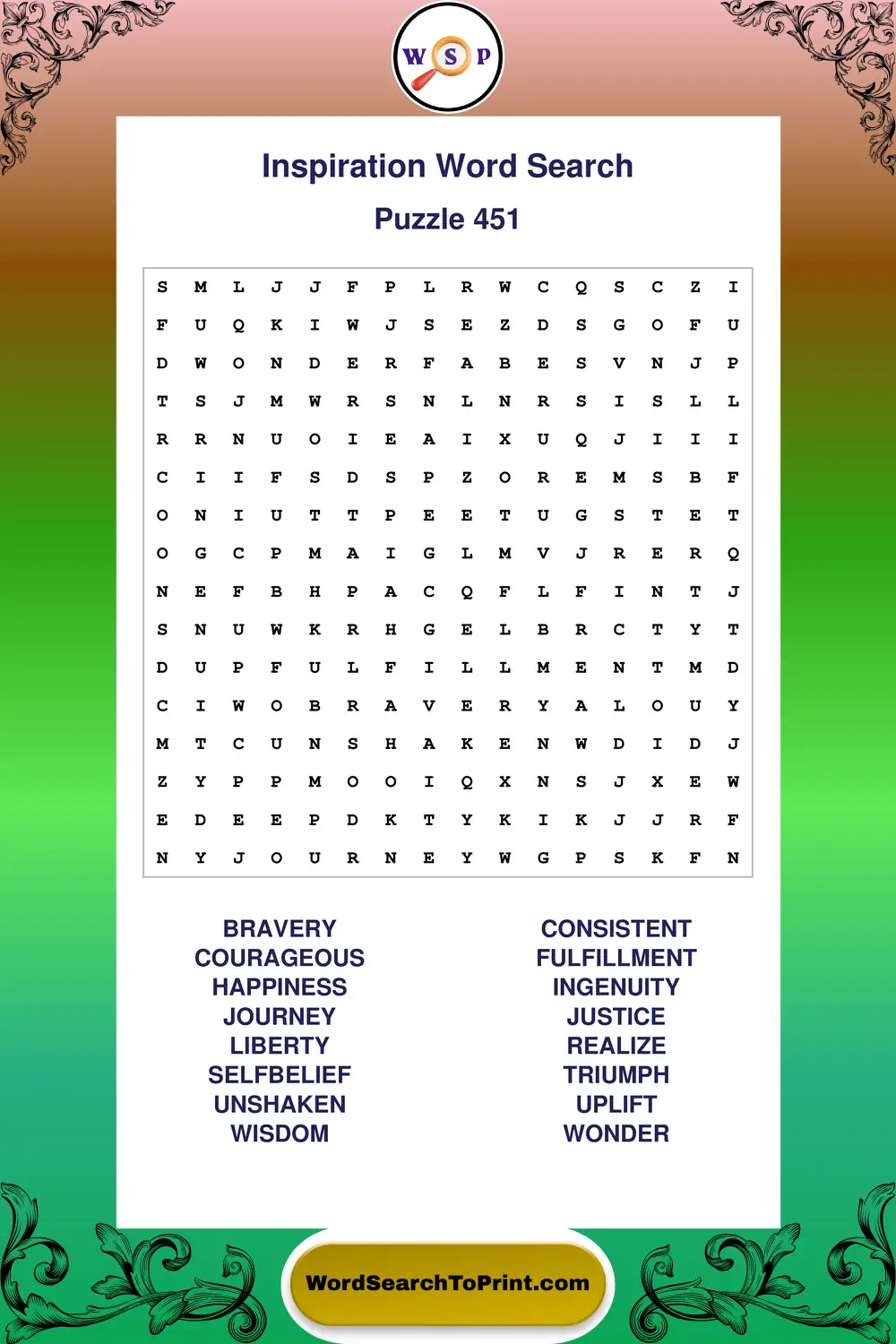 Inspiration Word Search Puzzle 451