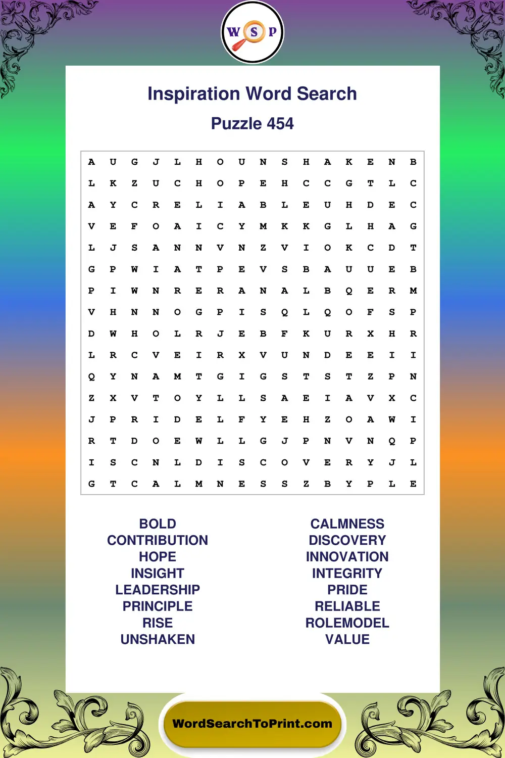 Inspiration Word Search Puzzle 454