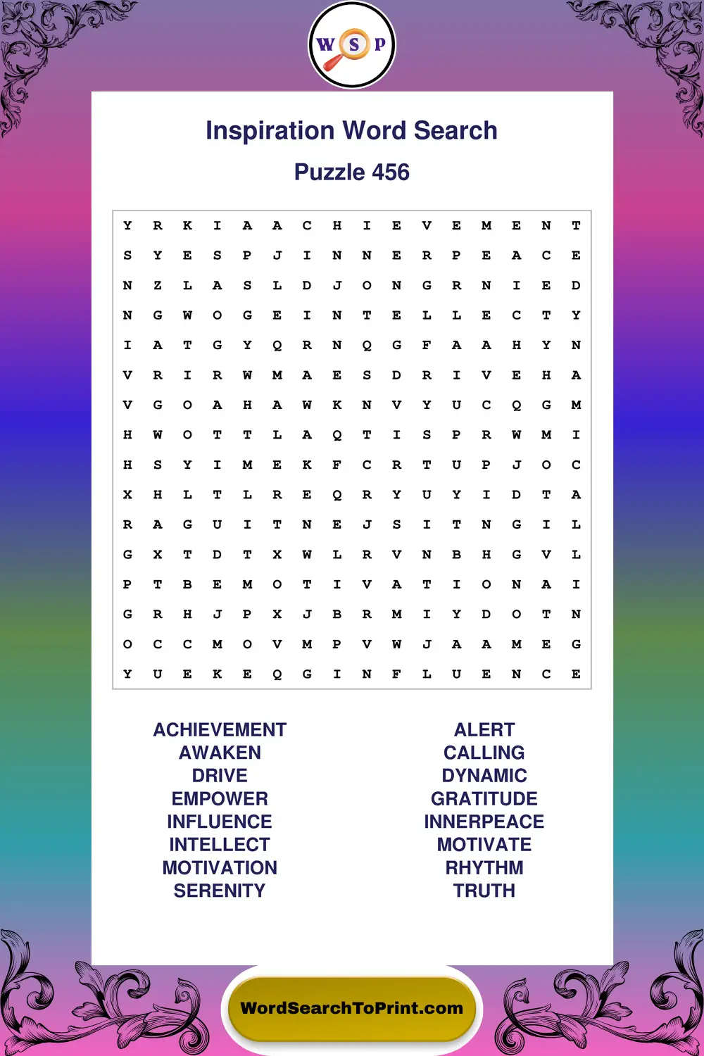 Inspiration Word Search Puzzle 456