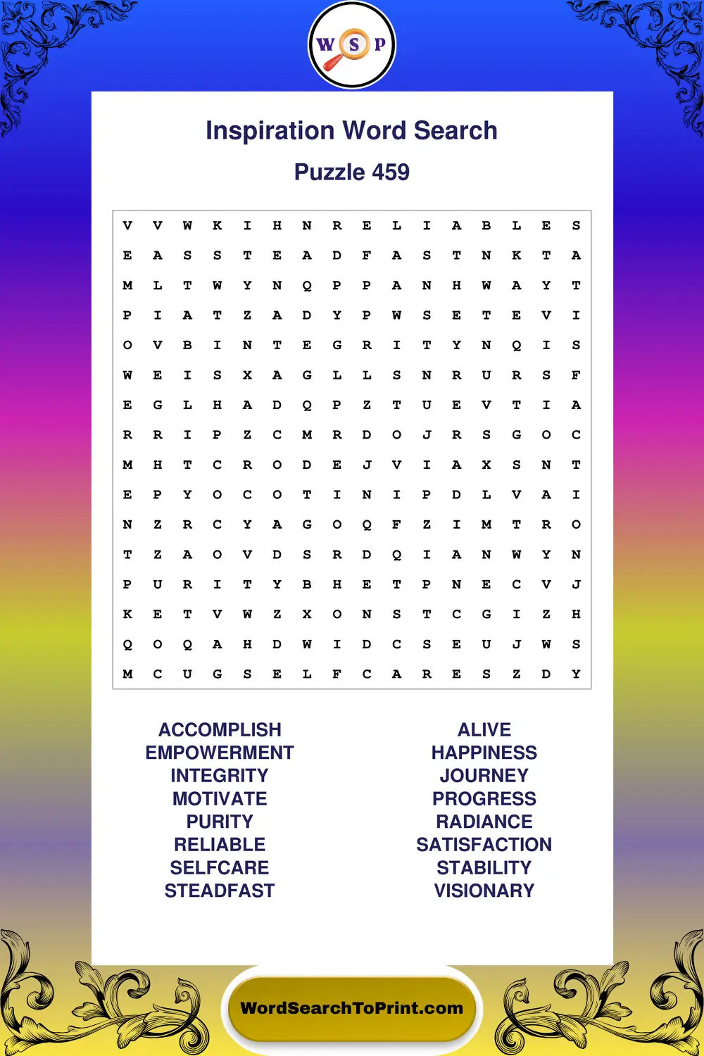 Inspiration Word Search Puzzle 459