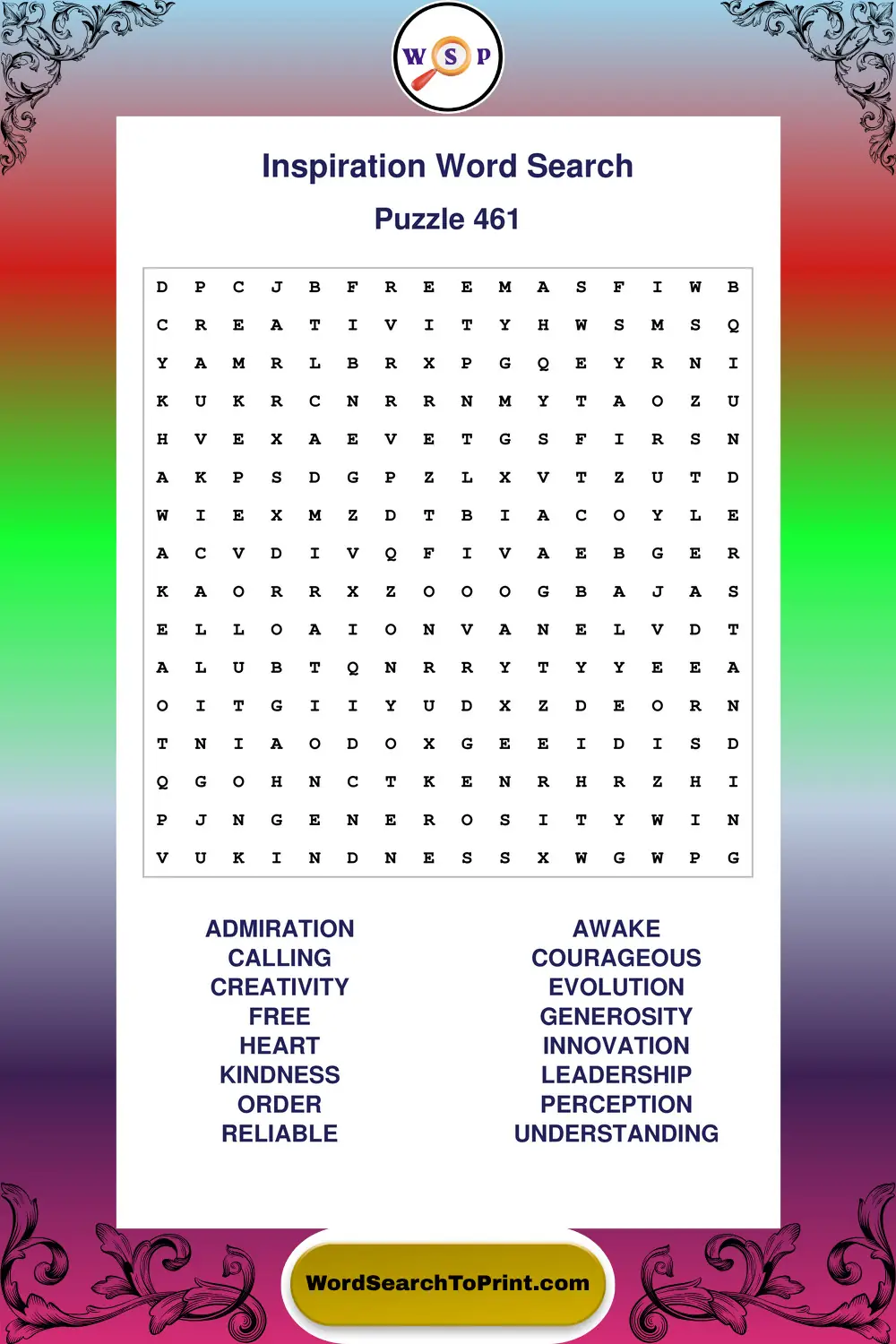 Inspiration Word Search Puzzle 461