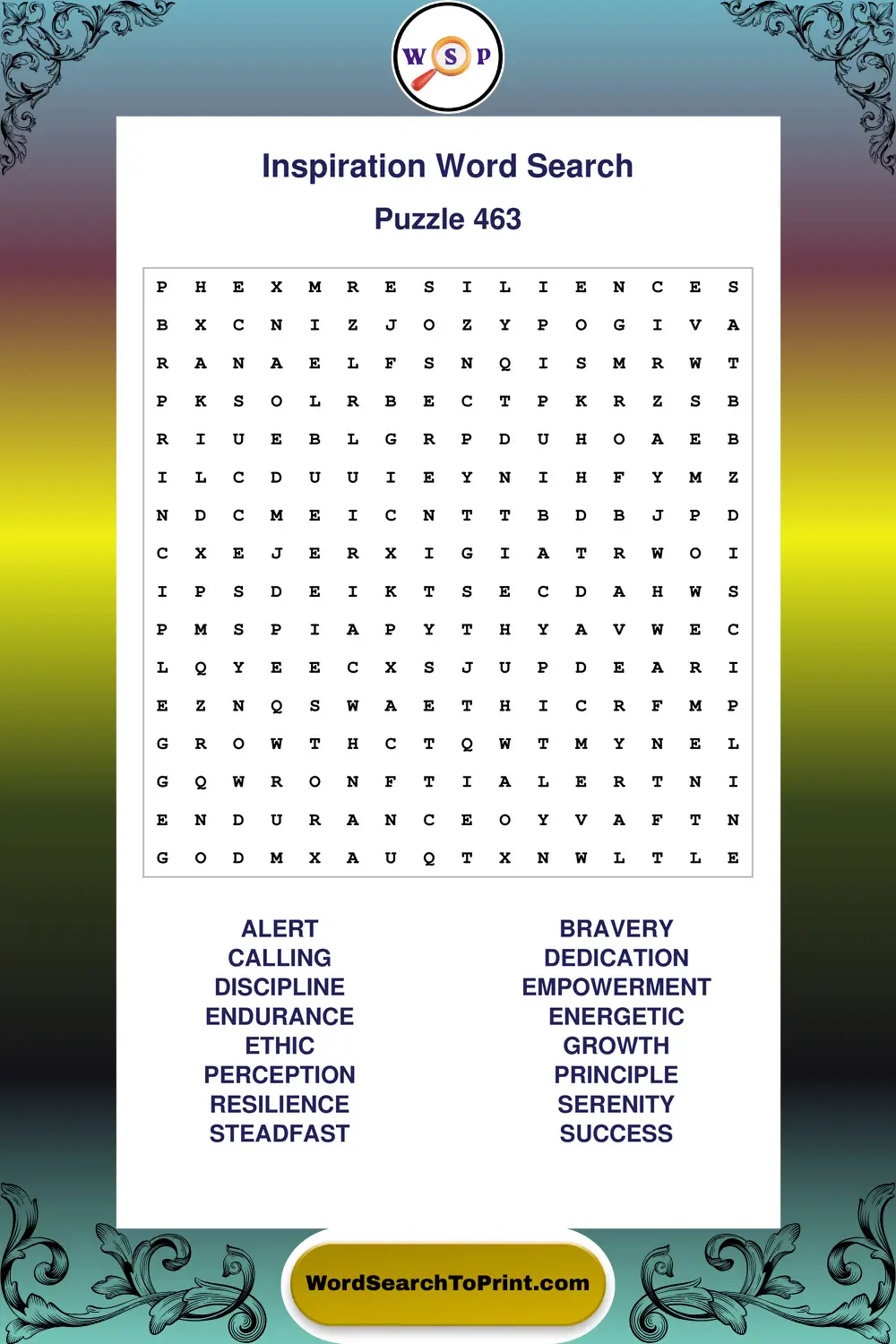 Inspiration Word Search Puzzle 463