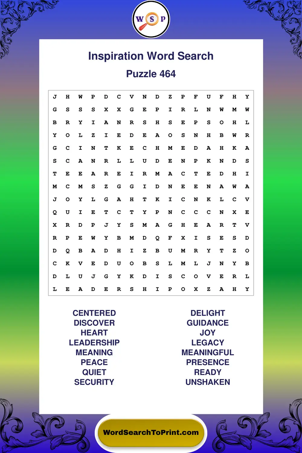 Inspiration Word Search Puzzle 464
