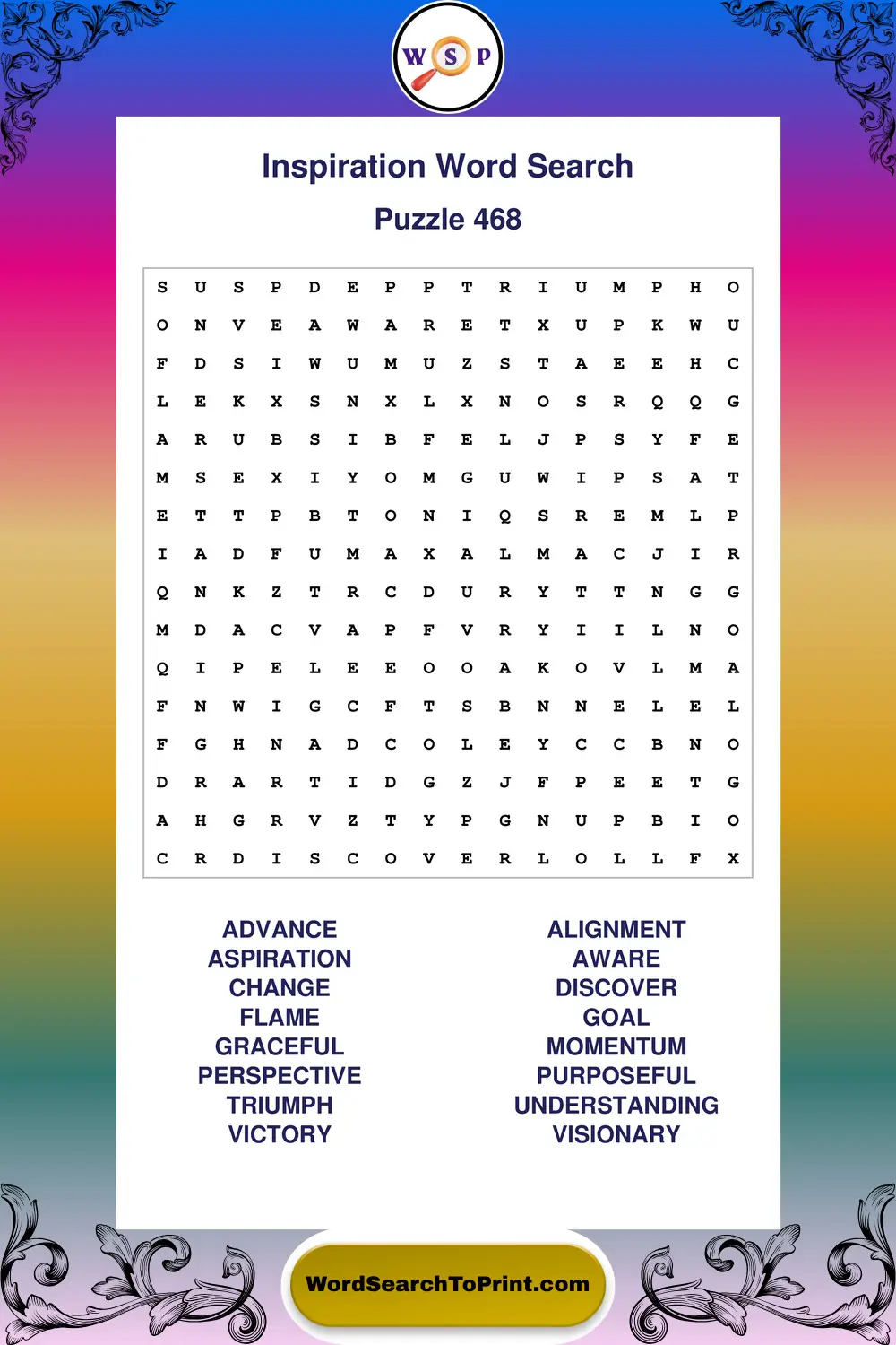 Inspiration Word Search Puzzle 468