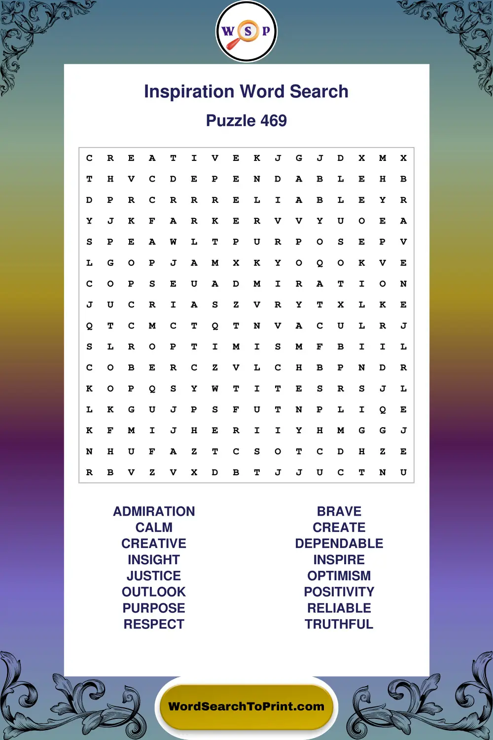 Inspiration Word Search Puzzle 469