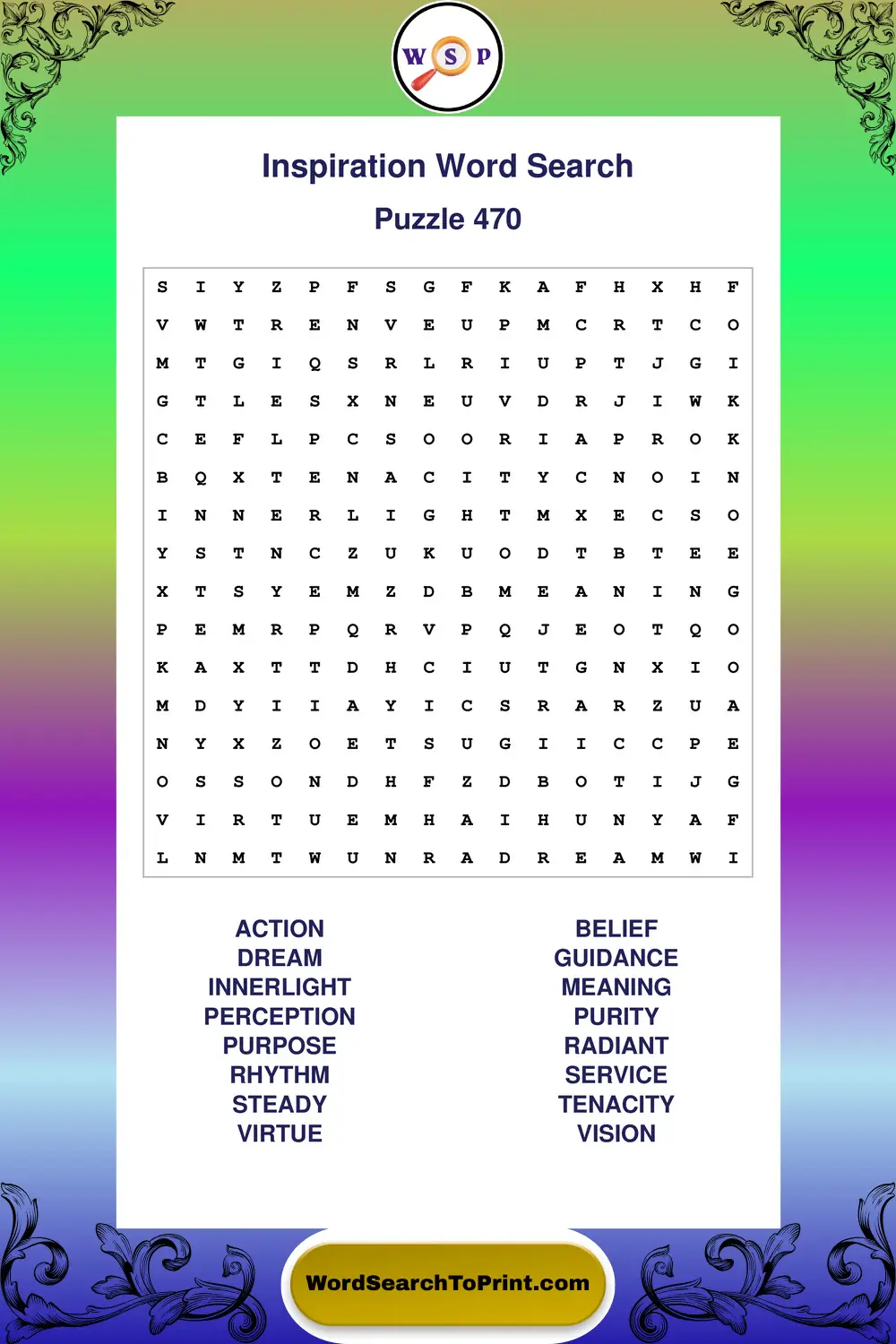 Inspiration Word Search Puzzle 470