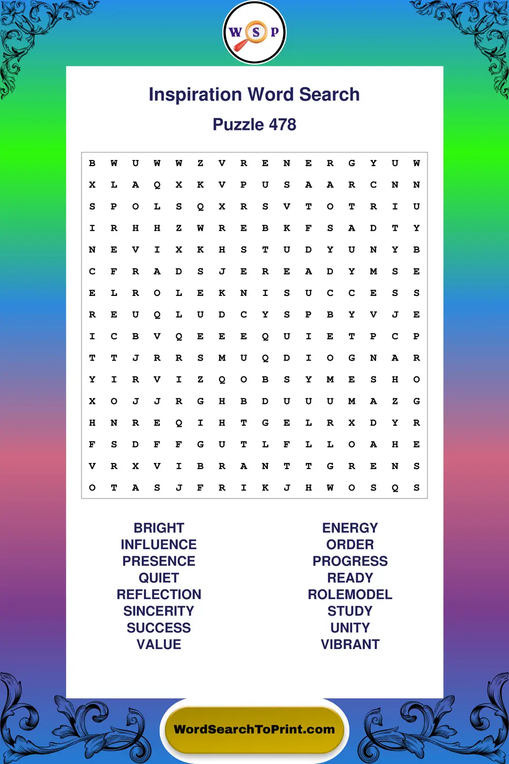 Inspiration Word Search Puzzle 478