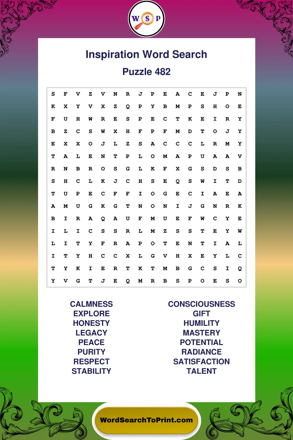 Inspiration Word Search Puzzle 482