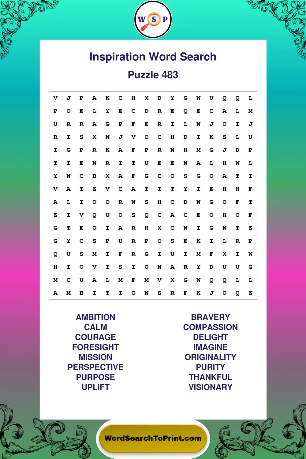 Inspiration Word Search Puzzle 483