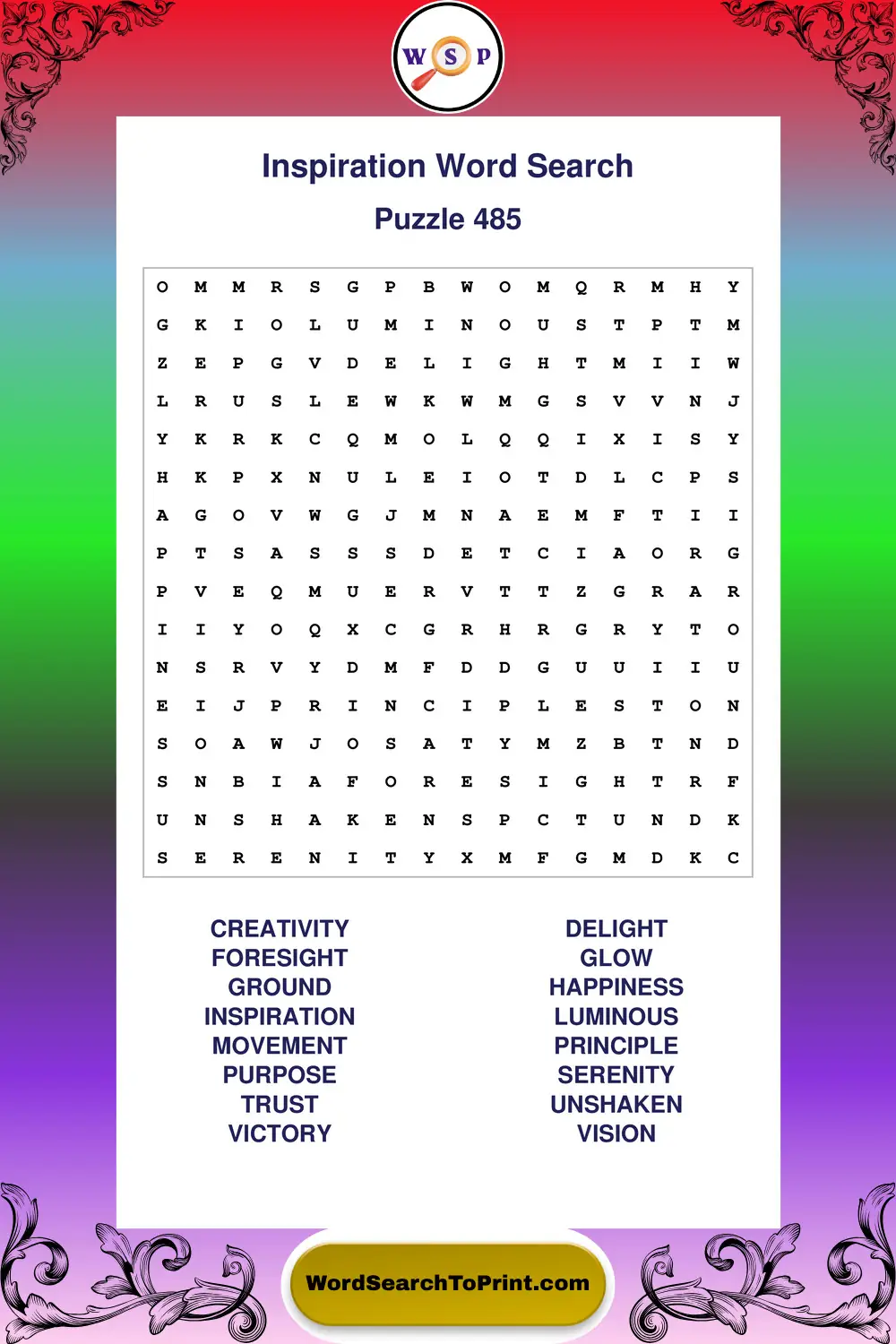 Inspiration Word Search Puzzle 485